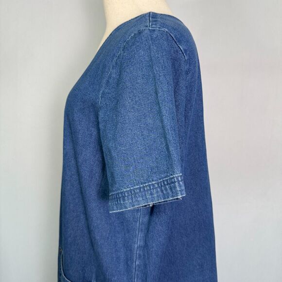 Vintage Original TY Wear Denim Dress, Women's 18W, Short Sleeves, Knee Length - Picture 7 of 14